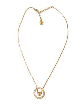 Versace Unisex Gold Color Metal & Strass Chain Necklace Pendant